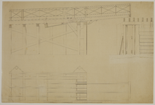 216742 Plattegrond en opstand/doorsnede van het ontwerp voor een nieuwe basculebrug (Willemsbrug) over de ...